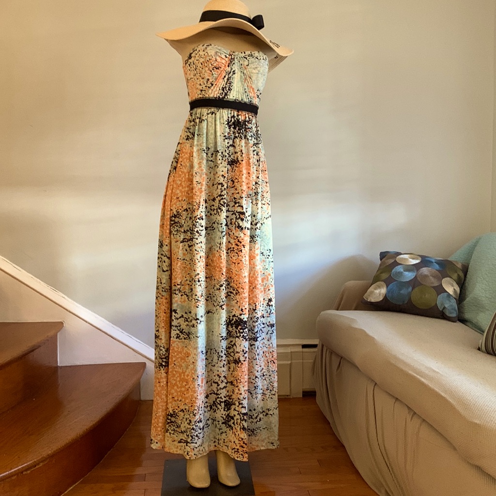 Bcbg “Amber” Gown Peach, Powder Blue, Black, Lavender, And Cream